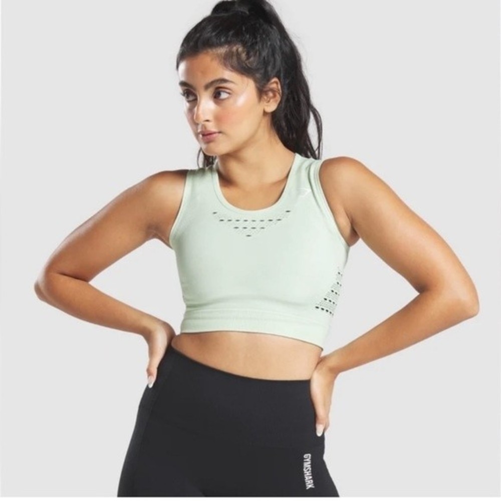 Gymshark Energy Seamless Crop Top Light Sage, Size Small